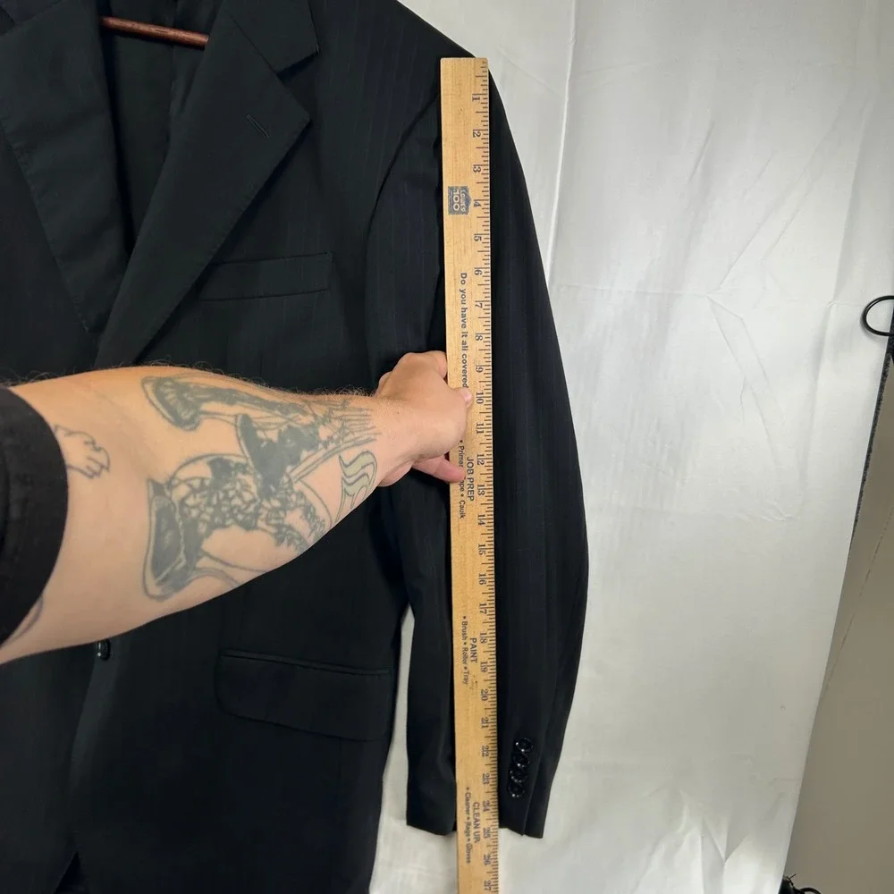 Daniel Cremieux Blazer Mens 40L Black Pinstripe Loro Piana Super 160s Wool *